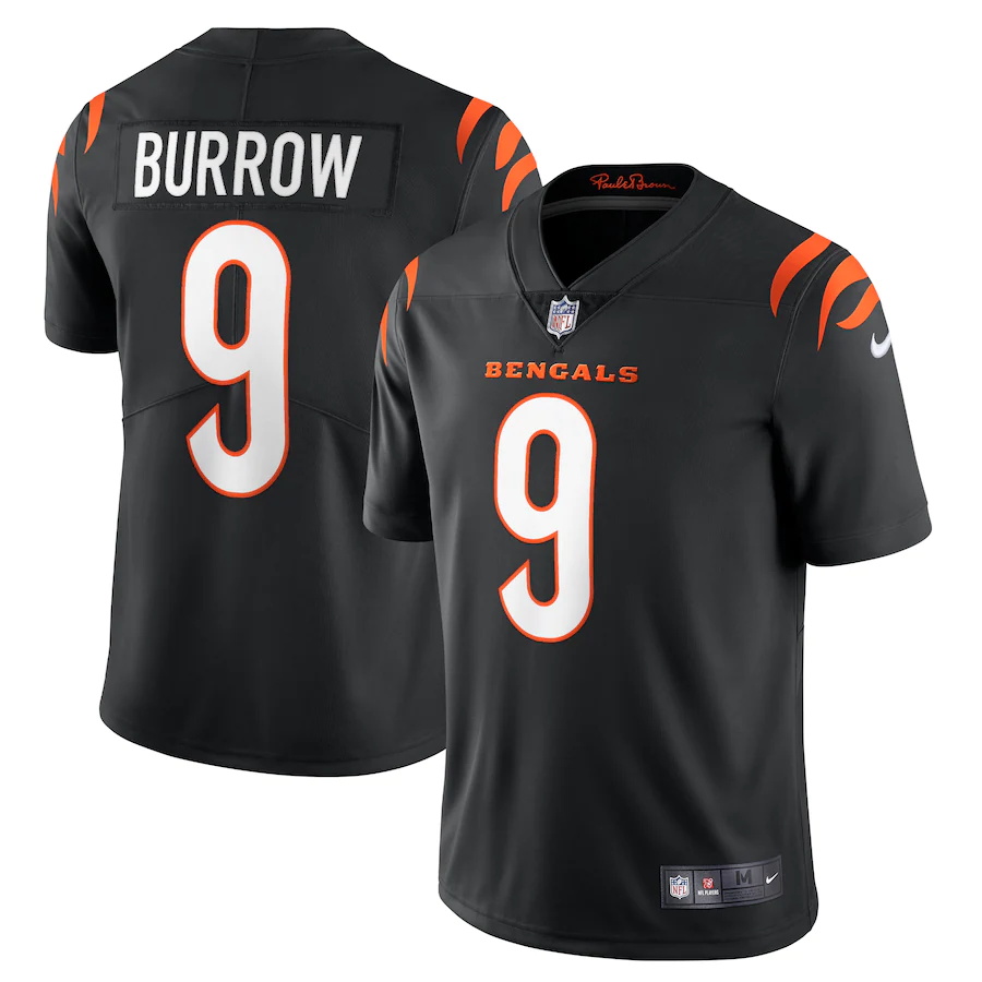Mens Cincinnati Bengals #9 Joe Burrow Nike Black Vapor Limited NFL Jersey->youth nfl jersey->Youth Jersey